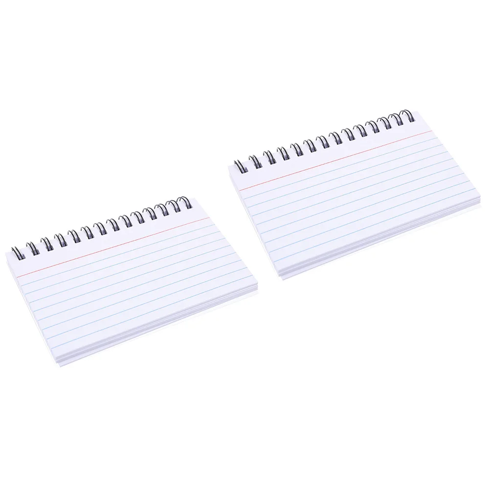 

2pcs White Review Cards Small Spiral Notebooks Portable Memo Pads for Students Teachers Speech Study Planning ganization Daily