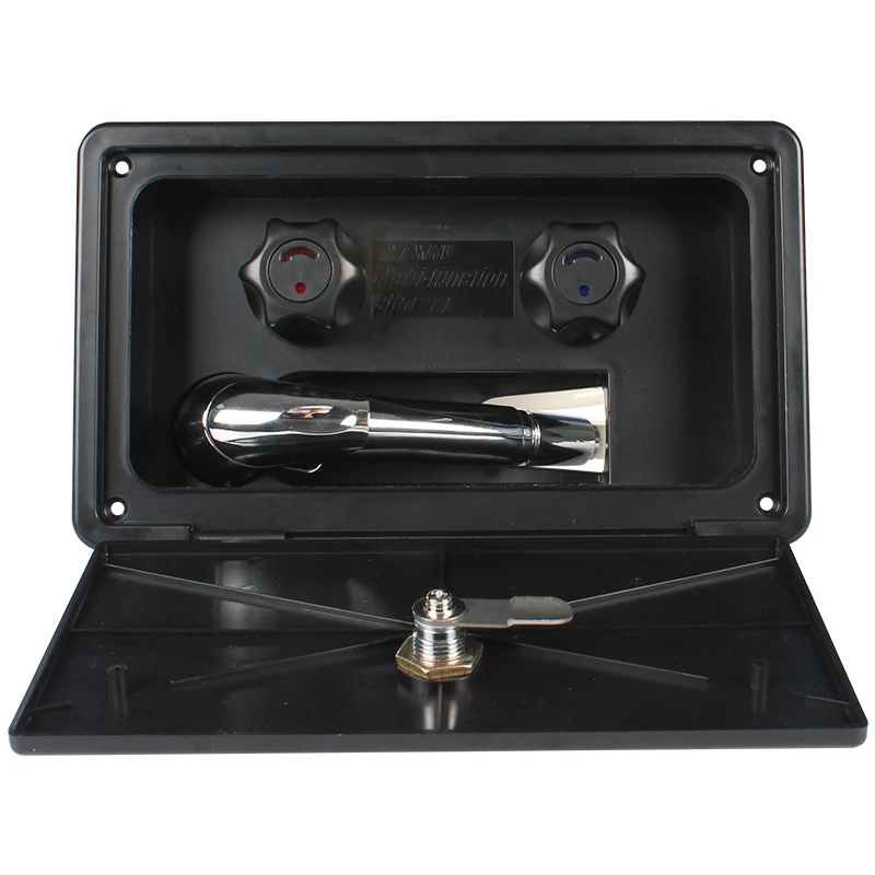RV Exterior Shower with Lock Caravan Black Double Knob Outdoor Shower Kit for RV Camper Motorhome Van Travel Trailer