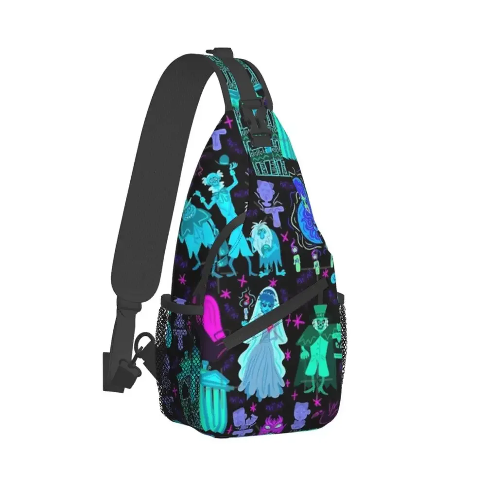 Ghost Haunted Mansion Sling Chest Bag Customized Halloween Crossbody Shoulder Backpack for Men Traveling Daypack