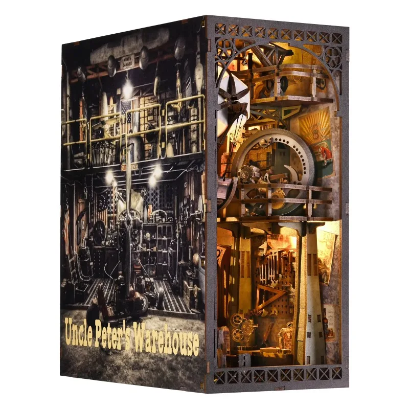 

3D Wooden Puzzle Mechanic Book Nook - DIY Toys for Adults, Creative Bookshelf Insert with Moving Parts