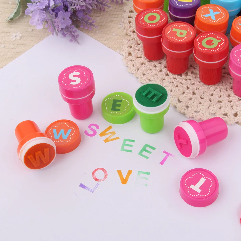 26 Pcs and Craft Stamps Alphabet Signet Taste Letter Design Abc Toy Colorful