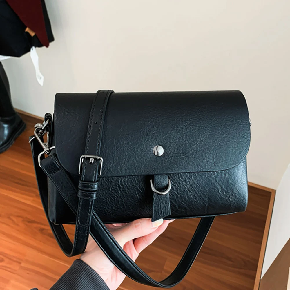 

Fashion Texture Pu Messenger Bag Women's Solid Color Buckle Zipper Crossbody Bags Daily Commute All-Match One Shoulder Packs