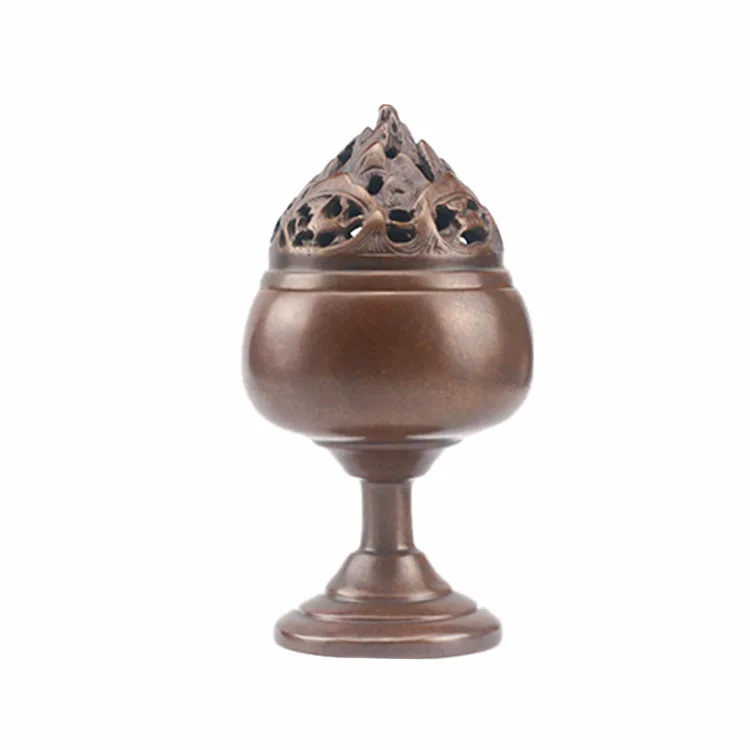 Copper Boshan stove Pure copper sandalwood stove antique for Buddha plate incense stove indoor household tea ceremony ornaments