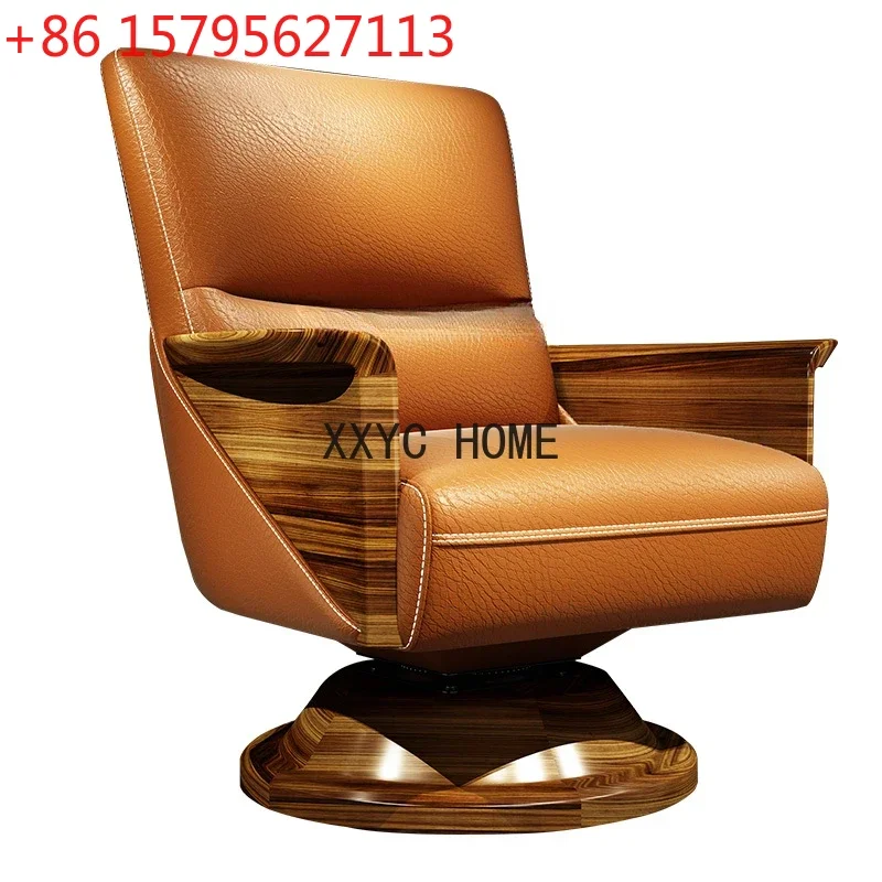 

Single Leather Couch First Layer Cowhide Ugyen Wood Lounge Chair