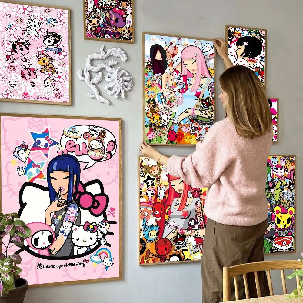 Pósteres de películas clásicas de Anime Kawaii t-tokidoki, pegatina de papel impermeable, decoración de cafetería y Bar, pegatinas artísticas de pared