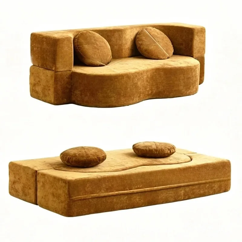 Sofa living room small home leisure fabric sofa, lunch break double sofa, folding sofa bed