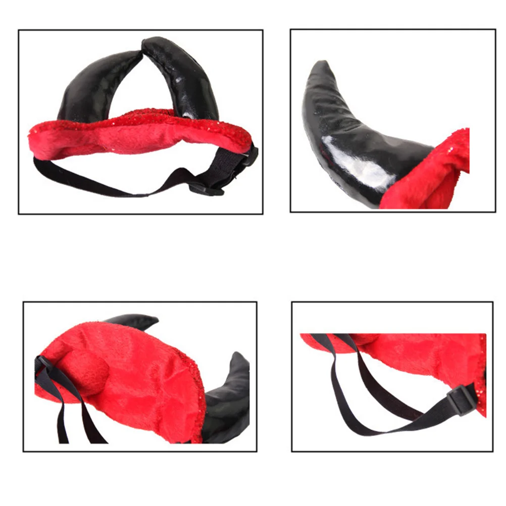 

Pet Cat Cow Horn Hat Black Red Adjustable Devil Horns Comfortable Soft Fabric Halloween Party Cosplay Decor For Dog Puppy