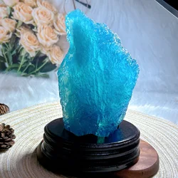 High Quality Natural Crystal Rare Blue Aquamarine Raw Stone Freeform Specimen Healing Gemstones Reiki Home Decoration Give Stand