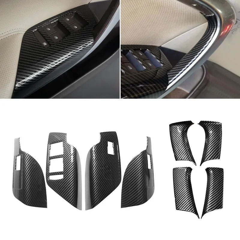 For Buick Regal 2009 - 2016 For Opel Insignia MK1 ABS Carbon Texture Car Door Window Switch Control Panel Door Handle Cover Trim