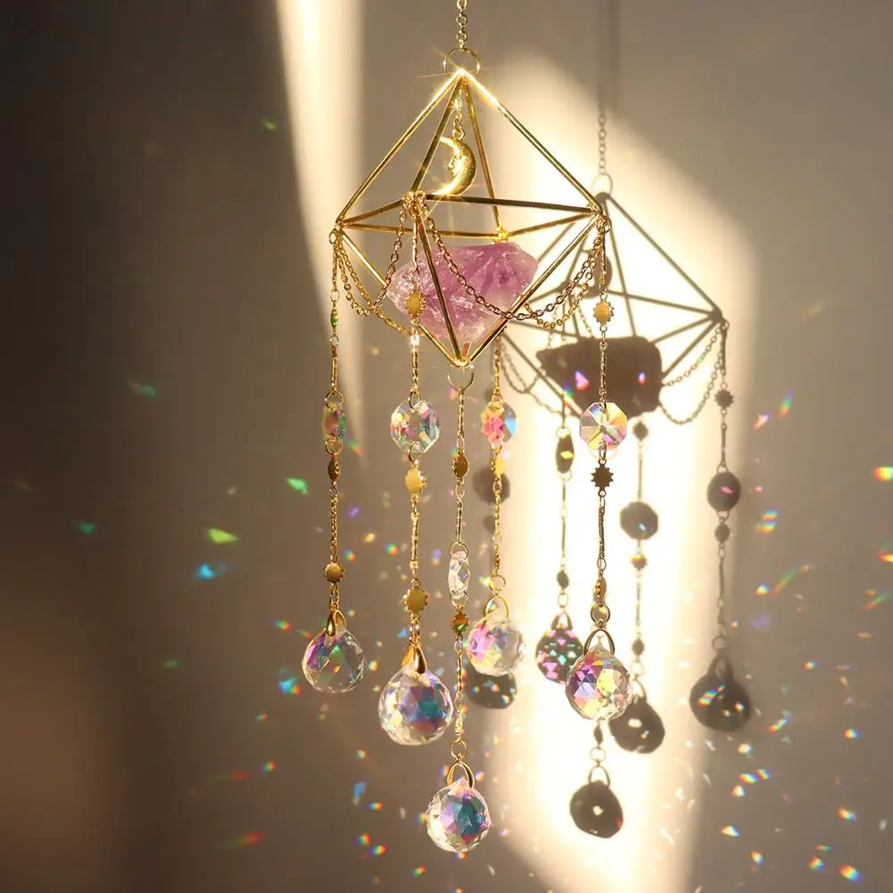 K9 Crystal Wind Chime Prevent Cloudy Tarnished Reflect Different Lighting Effects Natural Moon Dream Catchers Windbell Ornament