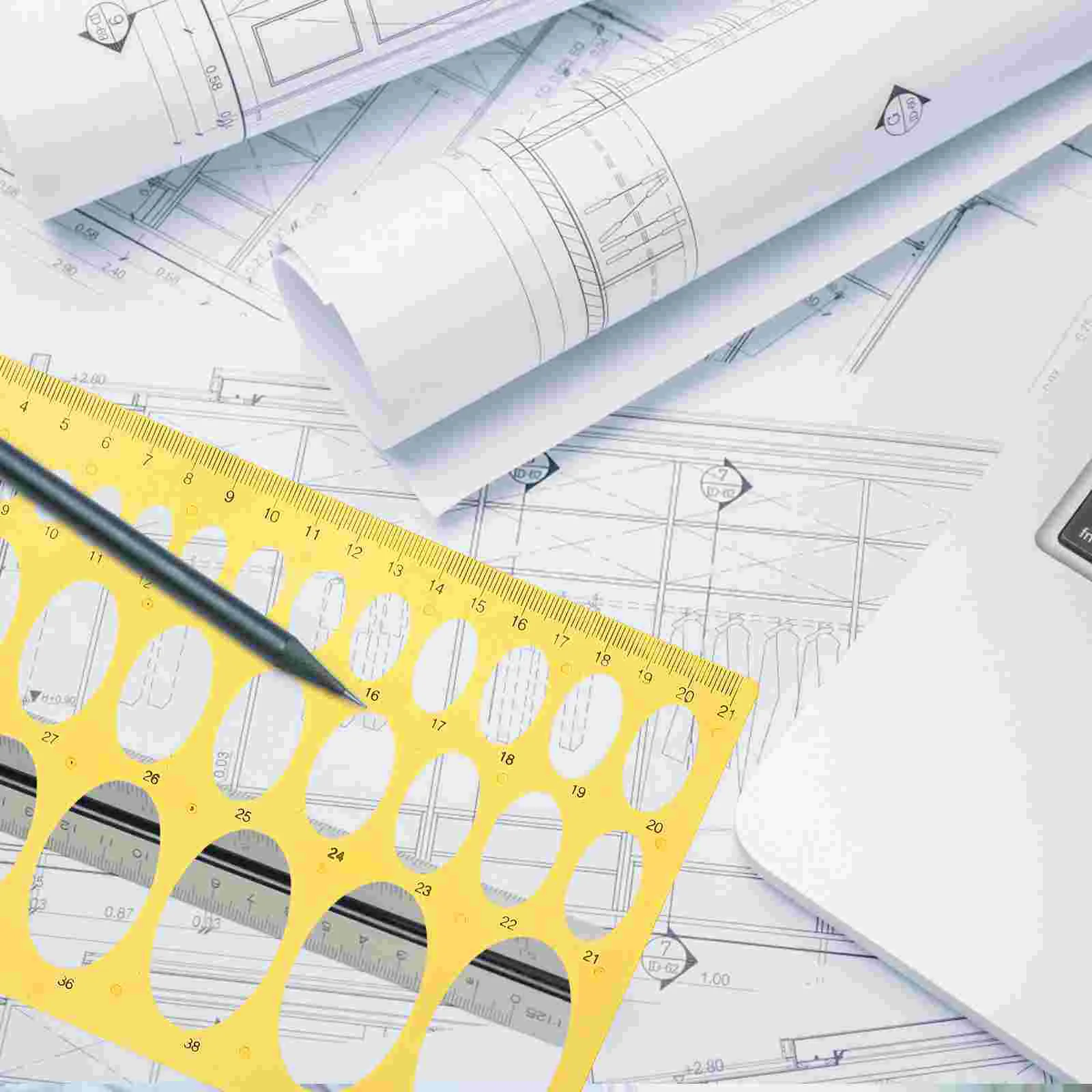 Ellipse Draft Rulers Plastic Drawings Templates Measuring Geometric Rulers for School Office (Orange)