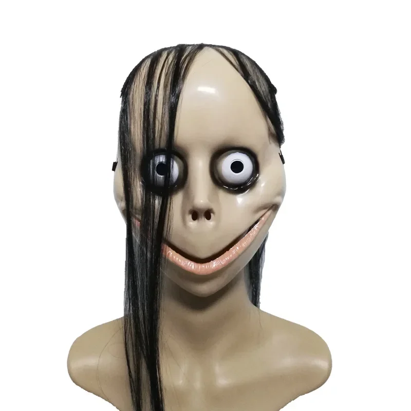 Halloween carnaval festa adereços horror com cabelo longo mo mo máscara cosplay máscara engraçada em forma de v boca feminino máscara fantasma roleplay