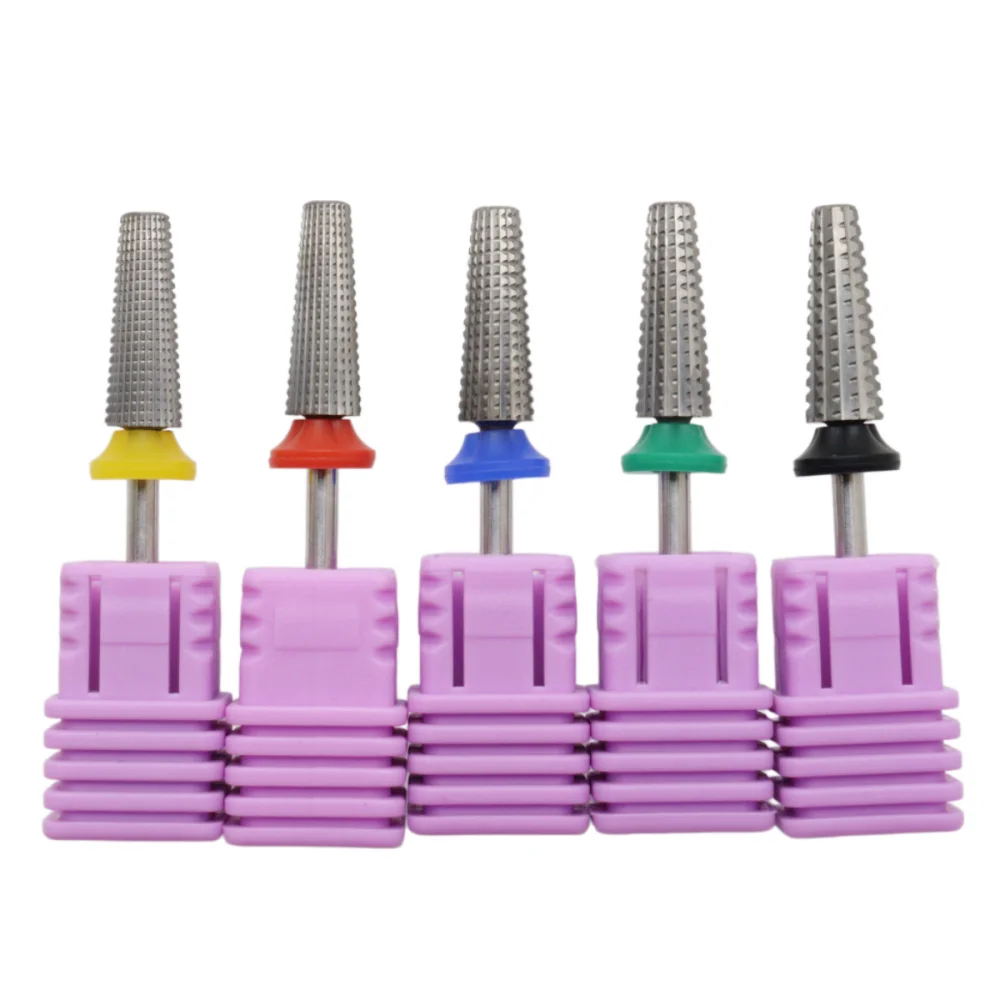 Long Mini 5-in-1 Carbide Nail Drill Bit for Left & Right Hand Use, Tungsten Steel Nail E-File Bit, 3/32