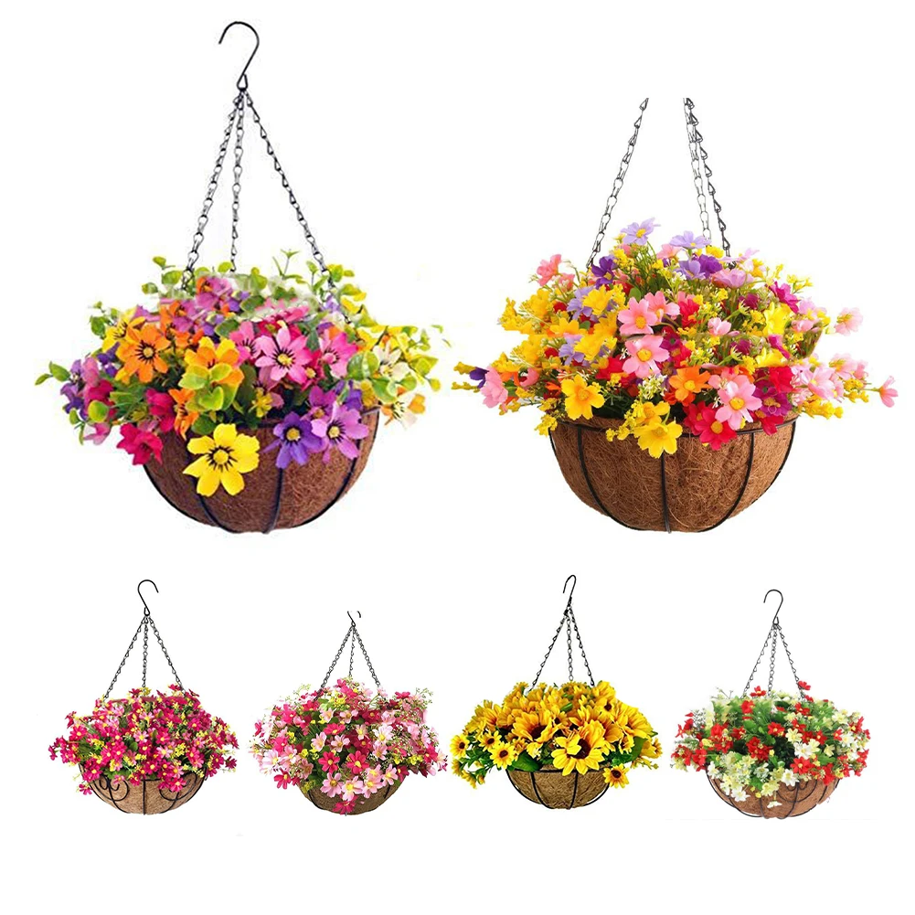 

Garden Hanging Basket Artificial Flowers Outdoor Display Long-lasting Natural Look No Maintenance UV-Protected