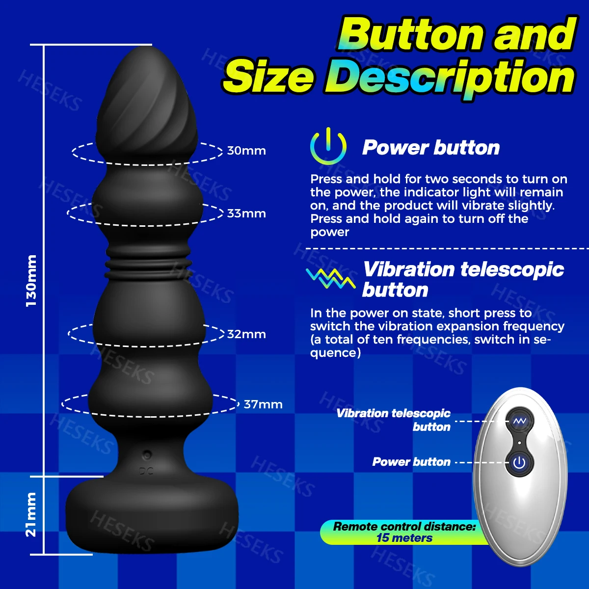 HESEKS-masajeador de próstata telescópico inalámbrico para hombres, consolador Anal, vibrador con bloqueo de pene, masturbador masculino, Butt plug,