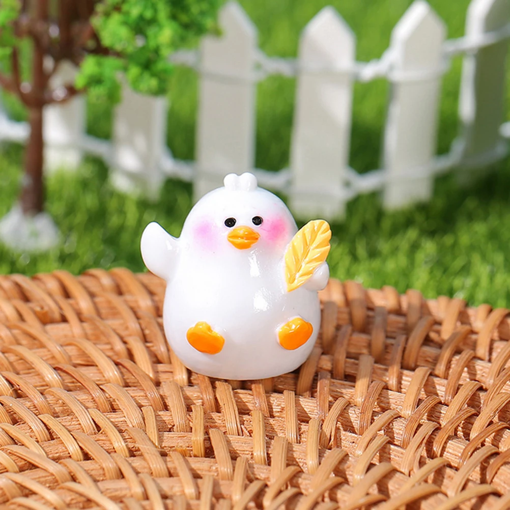 

4 Pcs Chickens Little Cute Micro Landscape Ornaments Decoration Mini Animal Adornment White