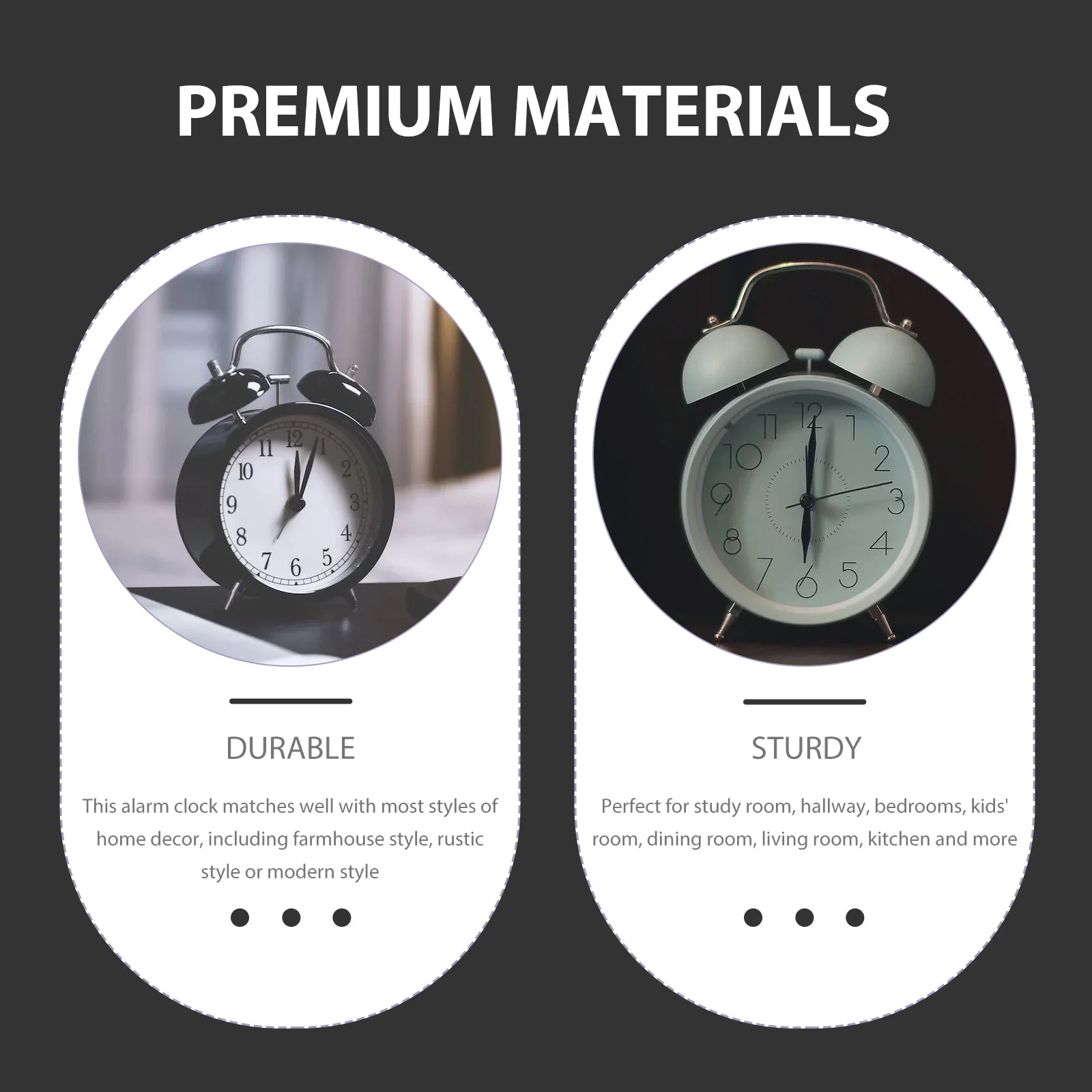 

Alarm Clock for LED Quartz Retro Clocks Bedrooms Analog Non-ticking Bedside Decorate Small