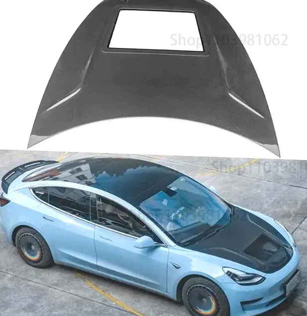 

Real Carbon Fiber Transparent Bonnet For Tesla Model 3 2019 2020 2021 2022 2023 Front Engine Hood Vent Cover