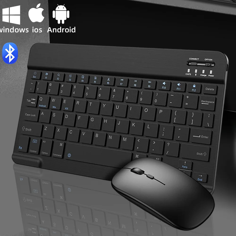 

Rechargeable Mini Wireless Keyboard With Mouse For iPad Android IOS Windows Universal Tablet Phone Bluetooth Keyboard