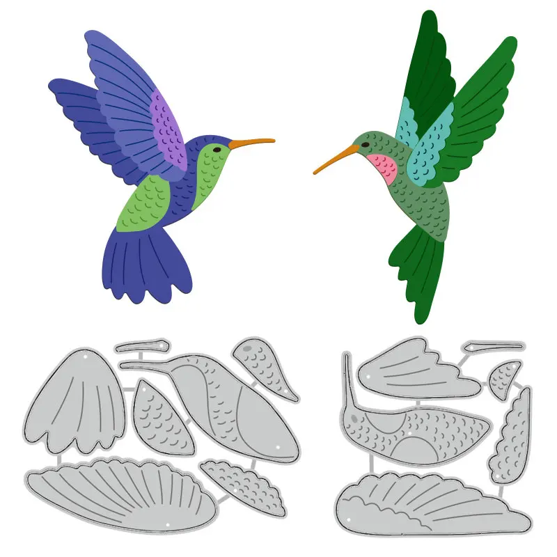 2pcs Layered Hummingbird Cutting Dies for Card Making Bird Animal Carbon Steel for Decorative Embossing Paper Card DIY