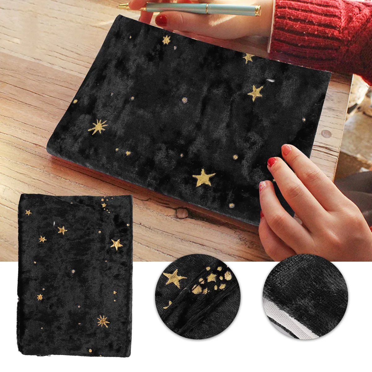 Protective Book Sleeve Gold Stamping Starry Pattern Cloth Book Cover for Novels Notebooks Diaries Students Metro Bus Park