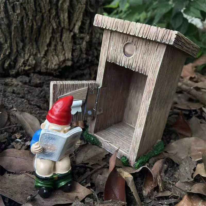 Resin Garden Gnome Statue, Dwarf Figurine Decor for Outdoor Home Garden Decoration