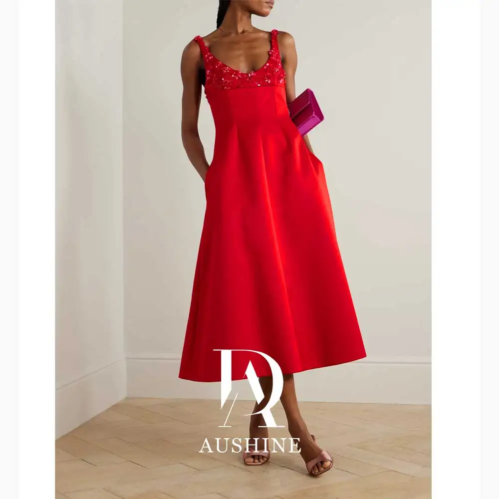 

Aushine Customized Birthday Evening Dress Ankle Length Sleeveless Summer Elegant Wedding Party Gowns For Women Arab 2024