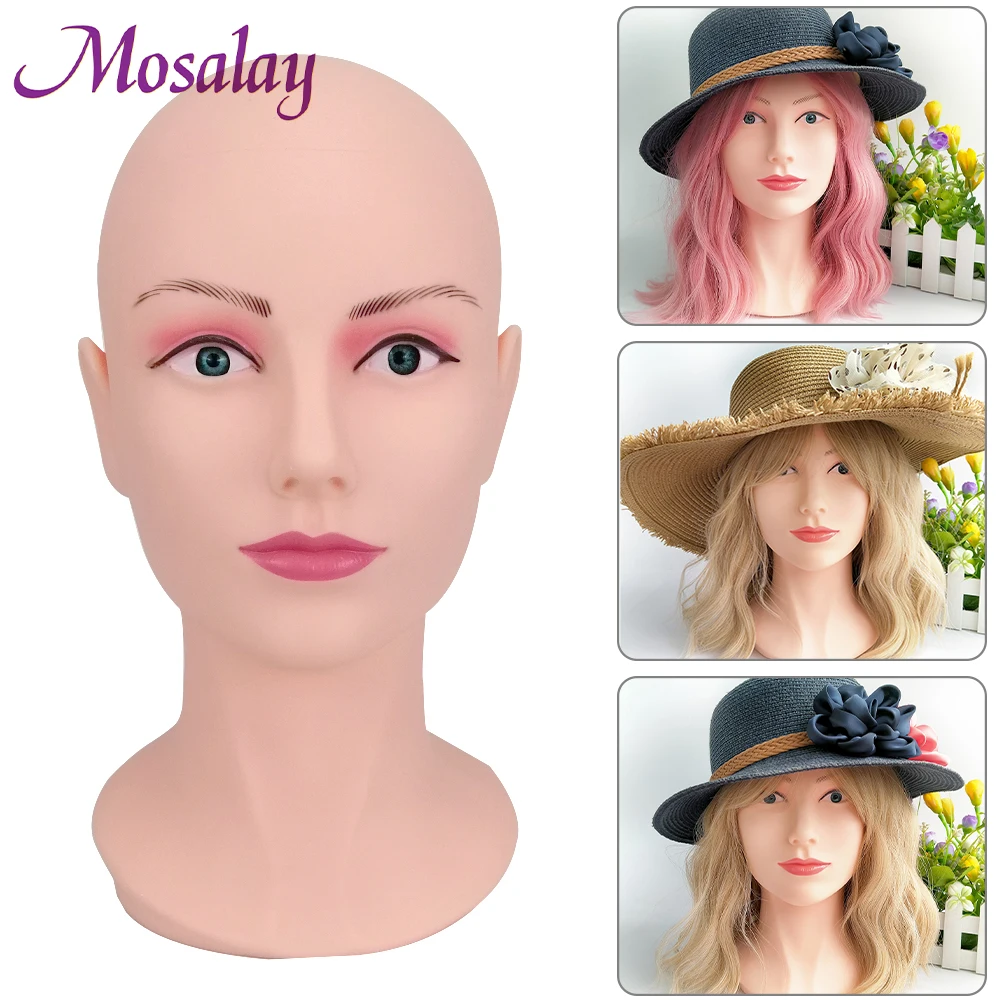リアルな肌の質感を持つ、女性用マネキンヘッド（頭部と首の部分）ウィッグ、帽子、アクセサリーのディスプレイ用、標準的な三脚穴付き、美容学校、トレーニング用