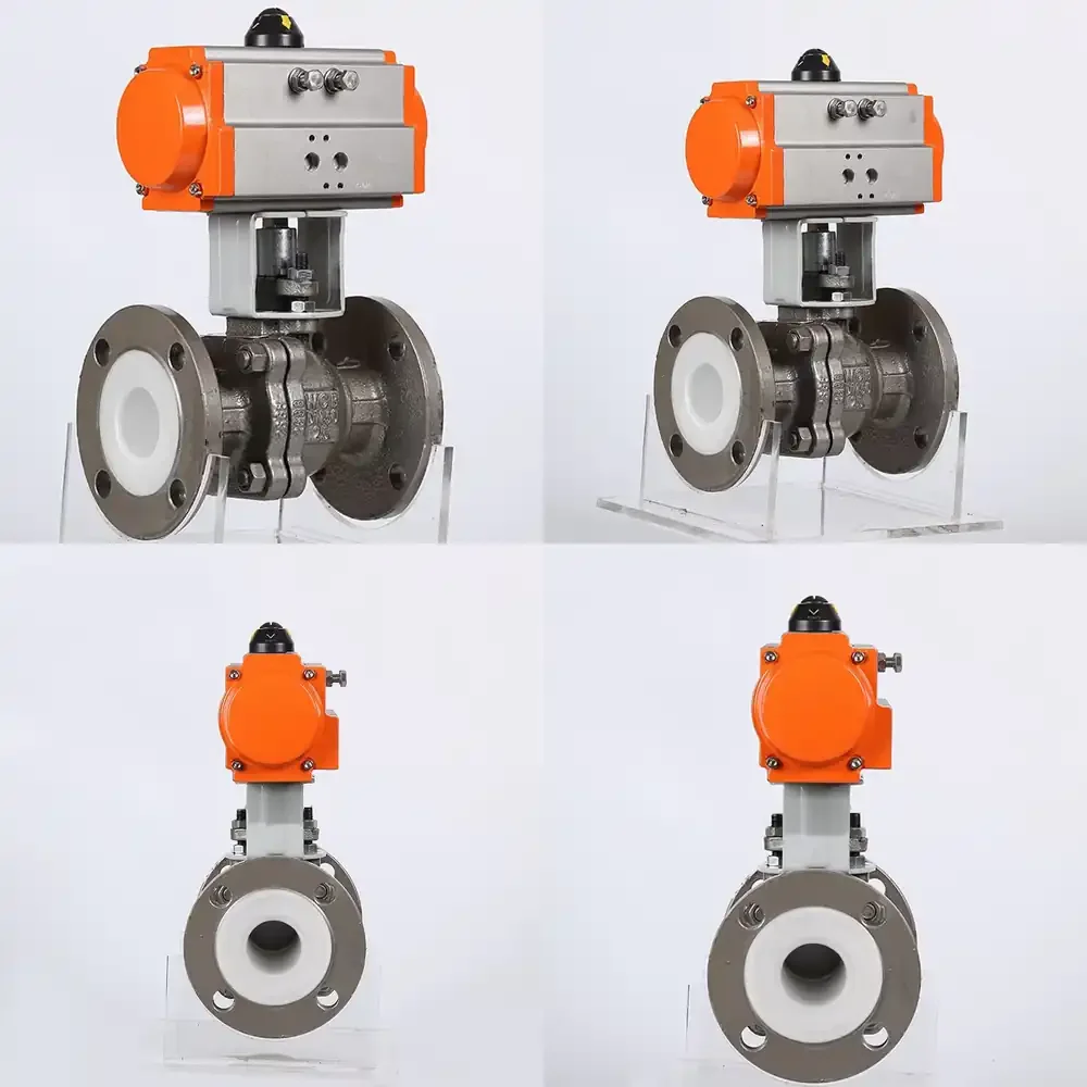 

DN125 5 Inch Carbon Steel WCB Spring Return Pneumatic Actuator PTFE Seated Flange Pneumatic 2pcs Ball Valve