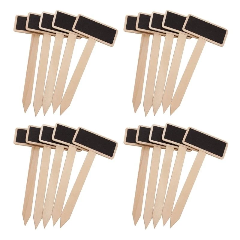 C90C 20Pcs Plant Labels Mini Chalkboard Signs Set, T-Type Garden Markers Labels