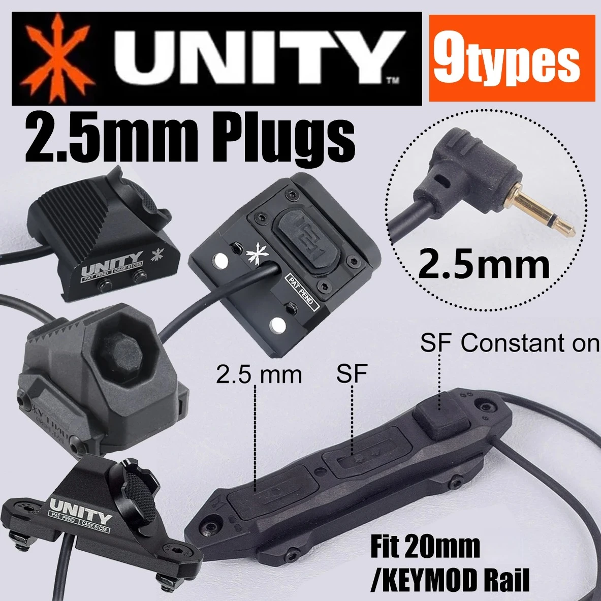 UNITY Switch – interrupteur à distance à pression ModB*tton, prises 2.5mm, rail Mk Keymod 20mm pour la série Surefire M300 M600 M951 DBAL-A2 PEQ15