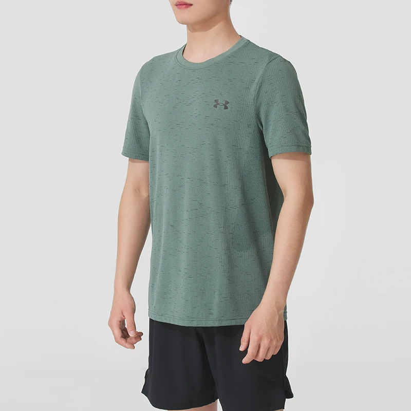 

Мужская футболка Under Armour, простая спортивная одежда, топ для фитнеса, тренировок, бега, мягкая, удобная, дышащая, с короткими рукавами 1382801-348