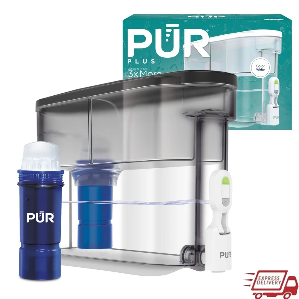 30 Cup Water Dispenser with Lead Reducing Filter Dishwasher Safe Slim Design Easy Carry Handle NSF Certified Microplastics