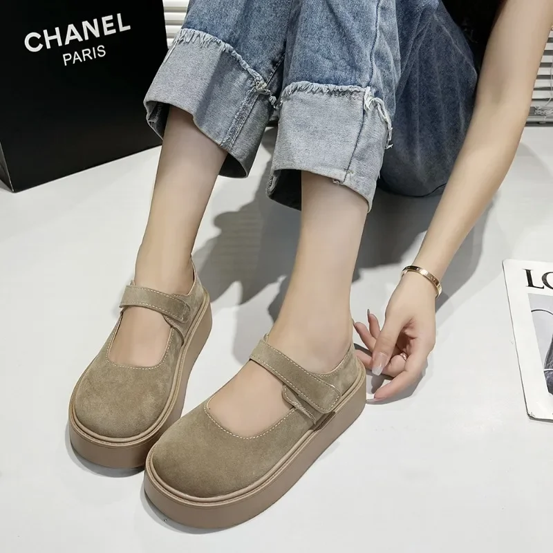 Boken Shoes Women's 2024 Autumn New Thick Bottom Comfortable Round Head Retro Baotou One Foot Lazy Shoes Children