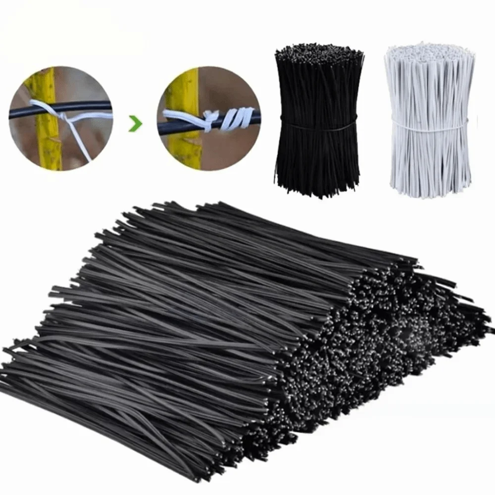 1000 PCS Reusable Plastic Twist Ties Iron Wire Metal Wire Reusable Twist Ties Heavy Duty Black White Zip Ties Garden Bundling