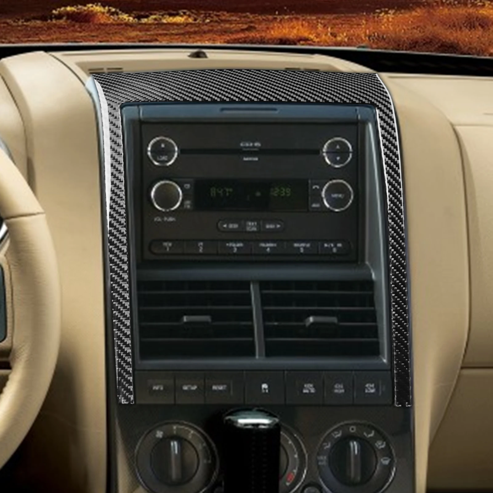For Ford Explorer 2008-2010 Carbon Fiber Dashboard Center Console Radio Frame Decorative Interior Car Accessories Cover Sticker view 2