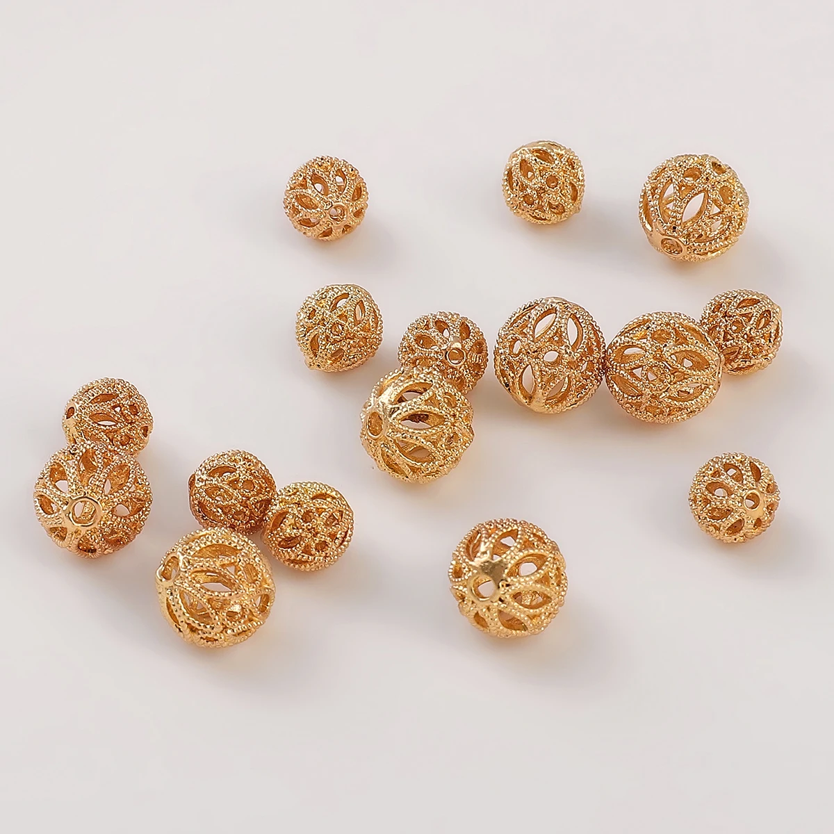 1pcs 8/10mm 14K Gold Plated Brass Hollow Ball Beads Loose Beads for Earring Bracelet Necklace Jewelry Making Accessories