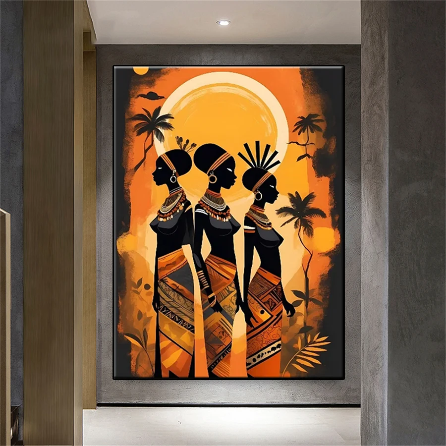 5D DIY Diamant Stickerei Volle Kits Abstrakte Kunst Schwarz Afrikanische Ethnische Frauen Diamant Malerei Kreuz Stich Erwachsene Dekor Hause