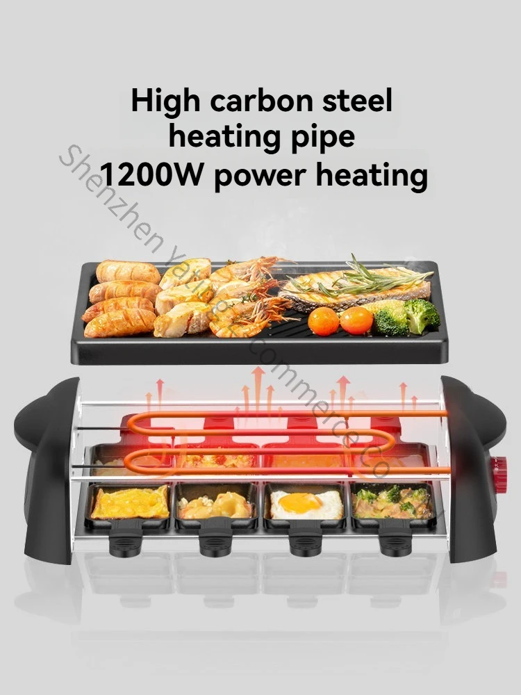 Electric Barbecue Pan, Barbecue Grill, Grill Fish Stove, Household Large Electric Griddle Frying Pan, Grill Pan, Integrated
