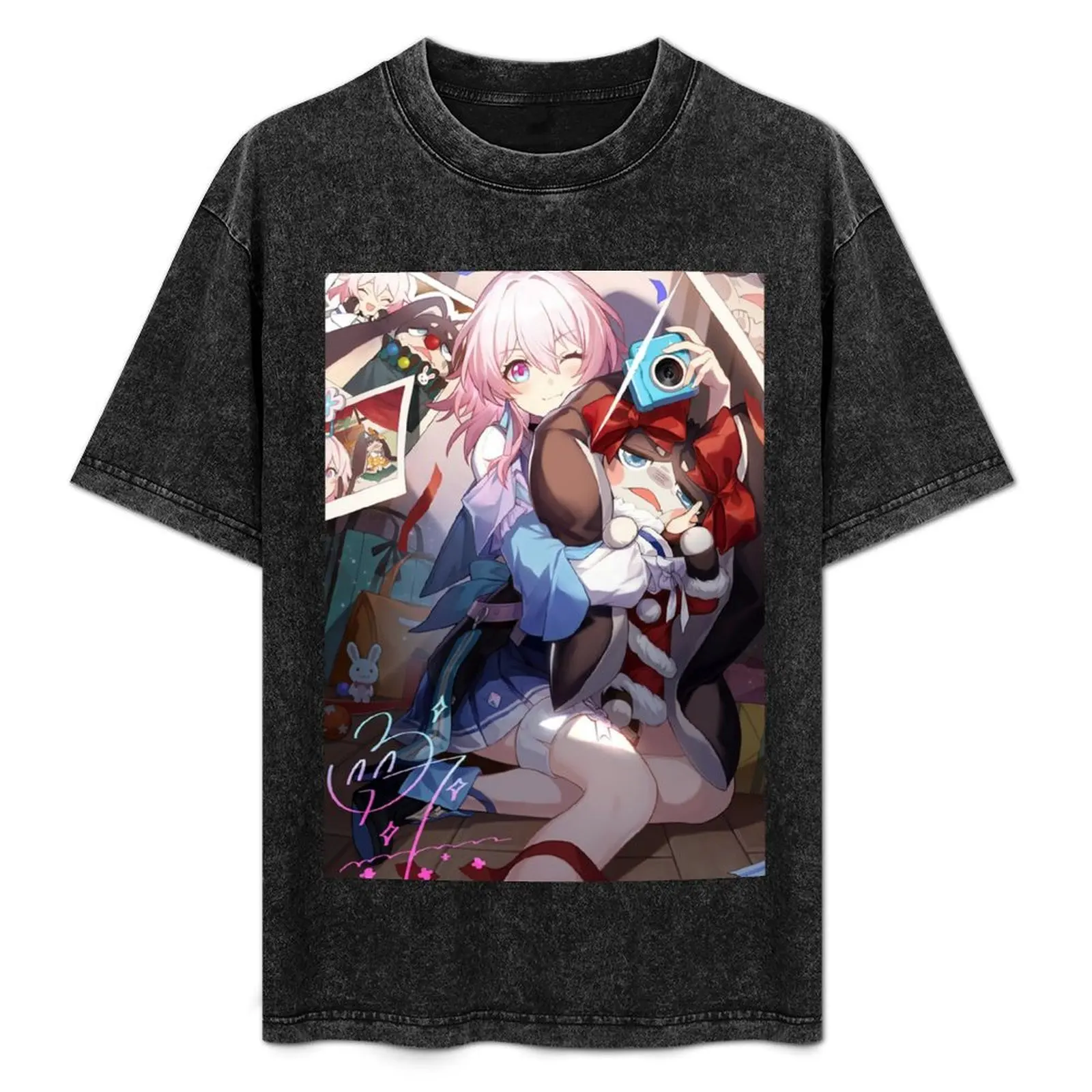 

Honkai Star Rail Cute March 7th Pom Pom T-Shirt Plus Size Non-Shrink T-Shirt