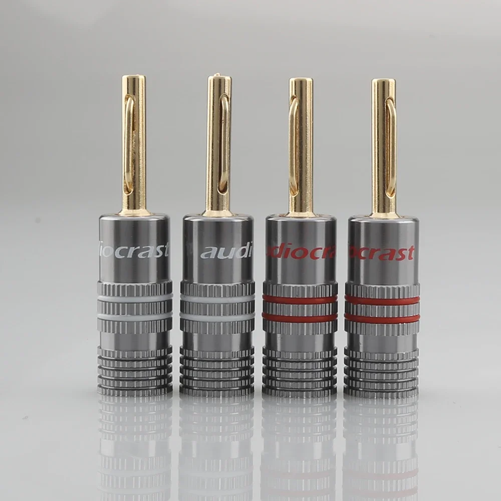 Audiocrast 24K Gold Plated Banana Plug Pin Connector HIFI Speaker cable Connector Adapter Wire Screws Locking Banana