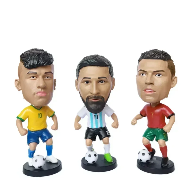 Hot Sale Football Star Dolls Car Ornaments Gifts for Boys Cristiano Ronaldo Stars Neymar Bobblehead Doll Desk Decoration