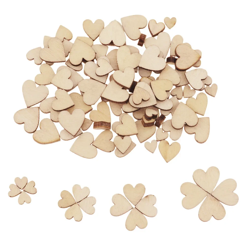 3-100Pcs Unfinished Wooden Hearts Blank Wood Slices 1cm-10cm DIY Crafts Wooden Circle Discs for Christmas Painting Wedding Decor