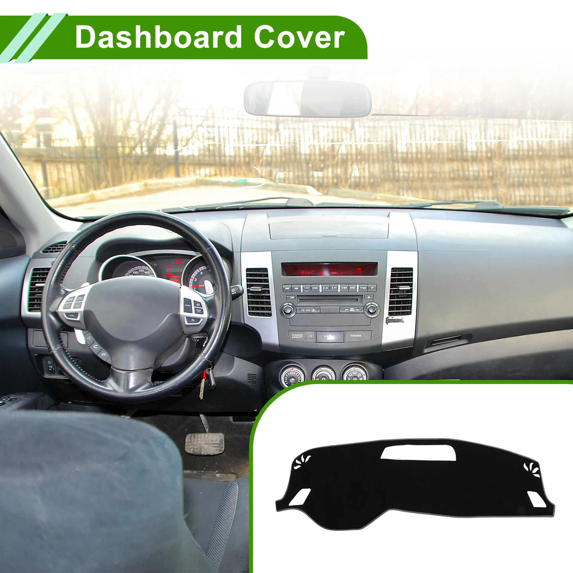 

Накидка на приборную панель UXCELL для Mitsubishi Outlander 2022-2025, полиэстер, черная с серым краем, 1 шт.