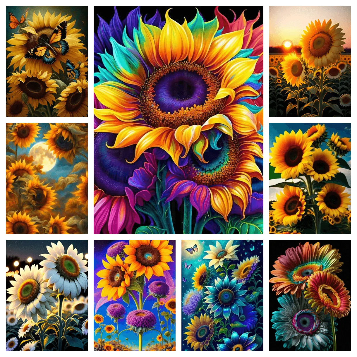 

Flowers AB Diamond Painting Colorful Sunflower DIY 5D Dream Diamond Embroidery Mosaic Home Decoration Exquisite Art Gift