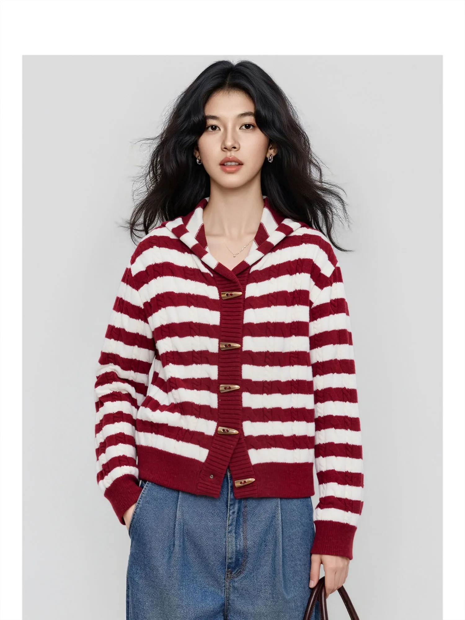 

Женский вязаный кардиган Forever 2, повседневный, свободный, приталенный, в полоску, на пуговицах, для осени и зимы, больших размеров, модный