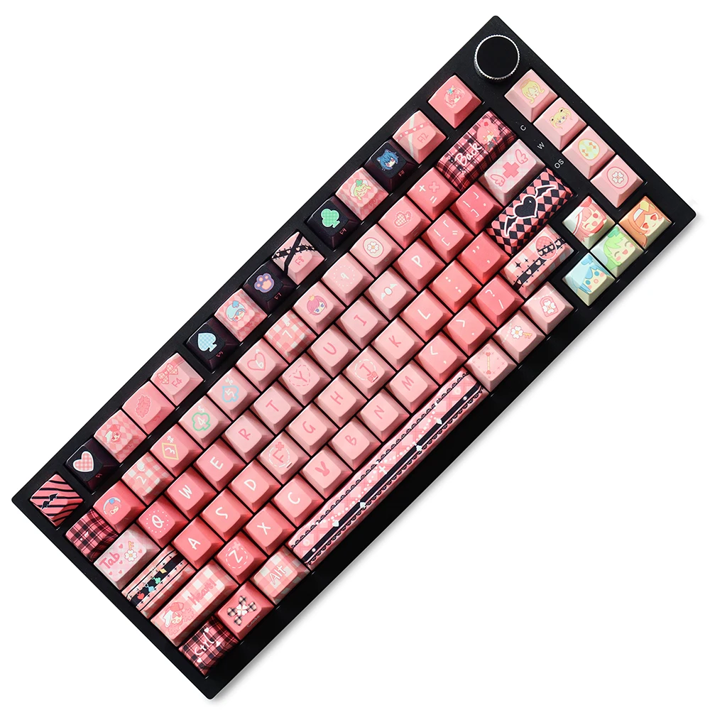 

Колпачки для клавиш в стиле аниме Shugo Cha-ra PBT, 129 клавиш, вишневый профиль, пятисторонние колпачки для клавиш Dye-Sub 87/96/104/108 для механической клавиатуры MX Switch