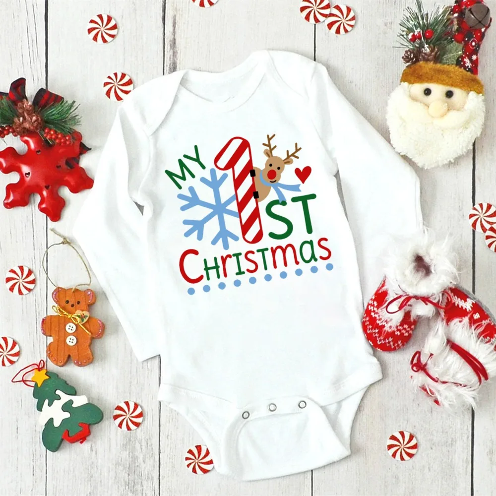 My First Christmas Baby Rompers Merry Christmas Santa Cute New Year Clothes Boy Girl 1st Christmas Jumpsuit Xmas Romper Outfit