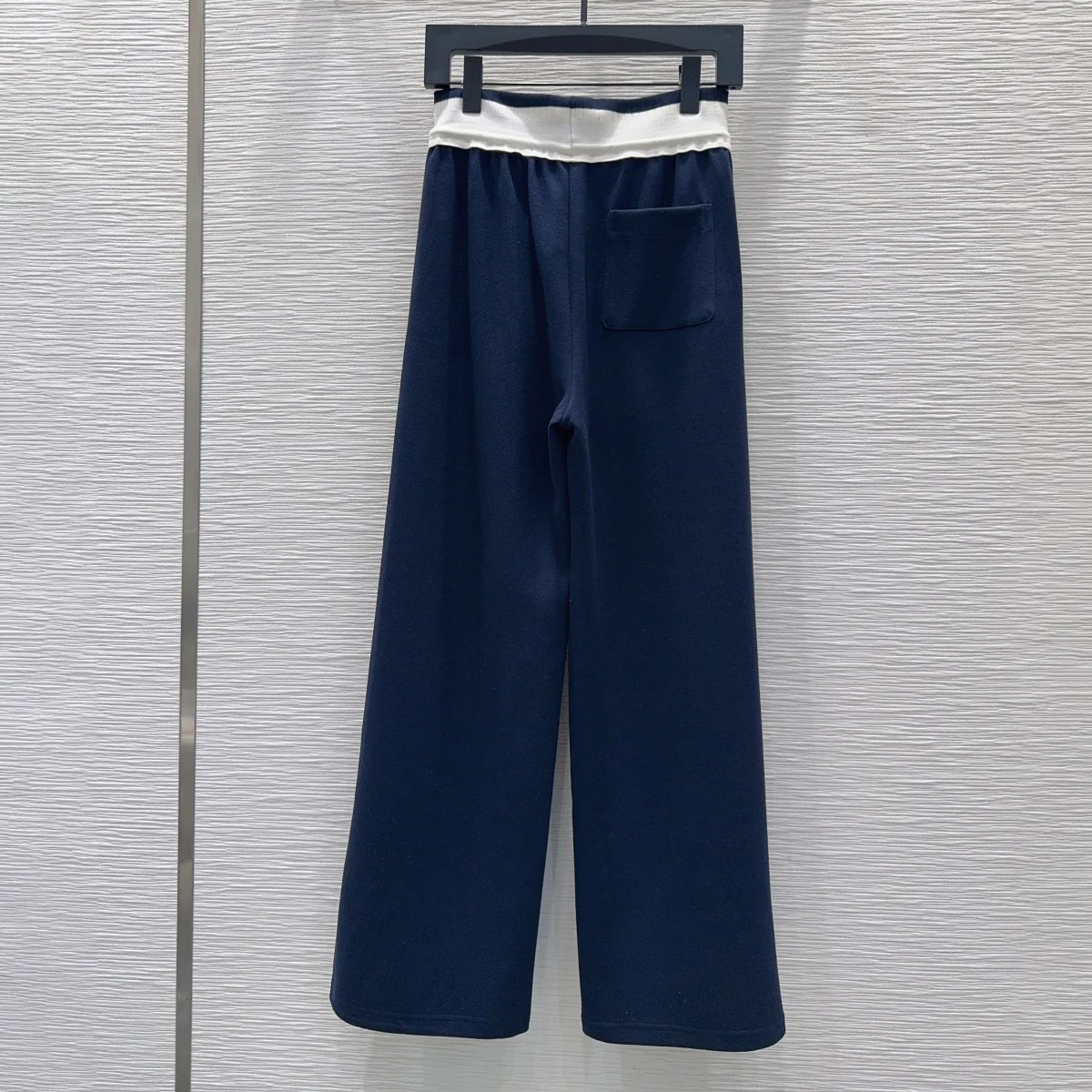 High Quality Women Contrast Waistband Wide Leg Sweatpants, Drawstring High Waist Straight Trousers lyt2610726