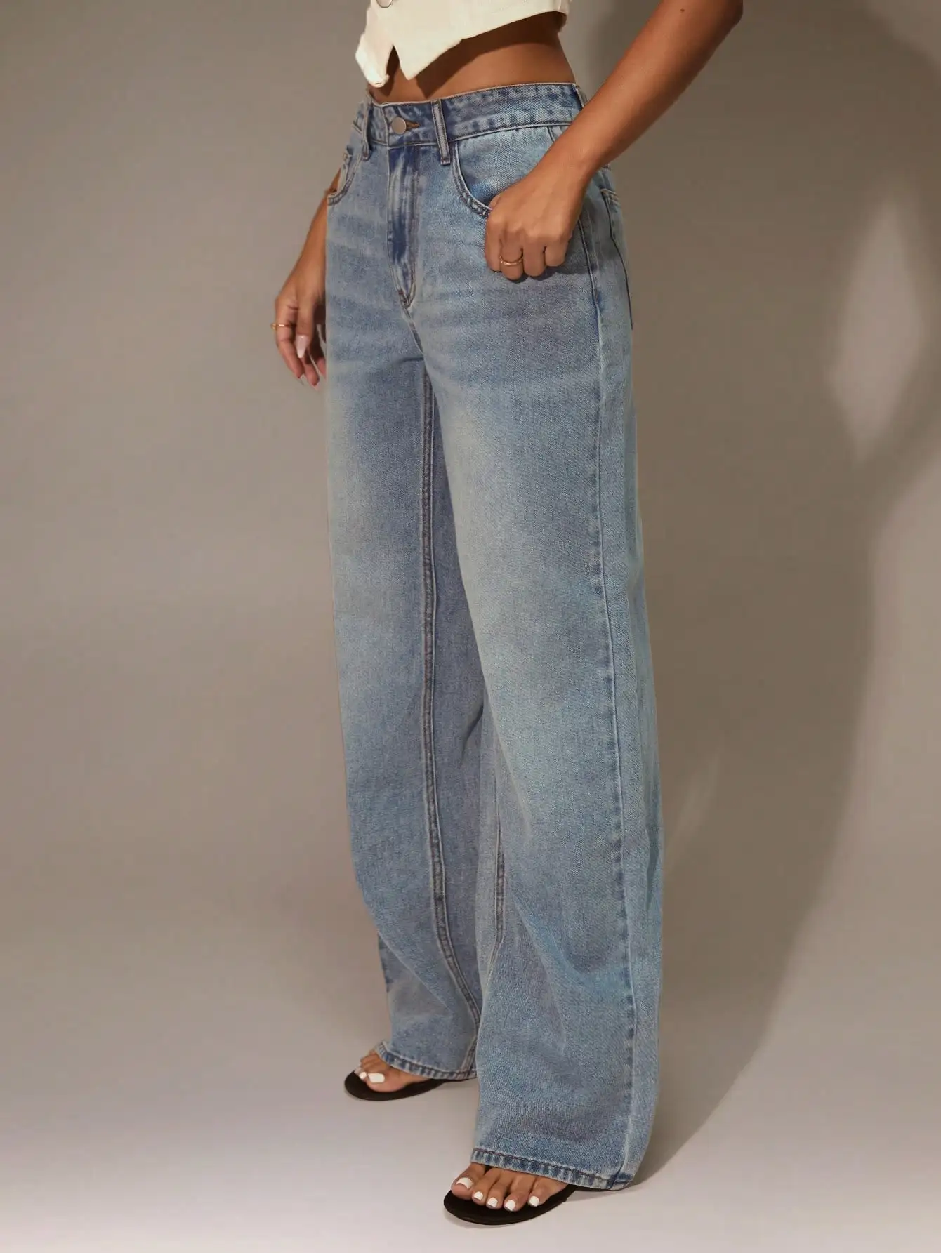 

Джинсы с широкими штанинами для женщин, свободные джинсовые брюки с низкой посадкой, повседневный стиль Y2k